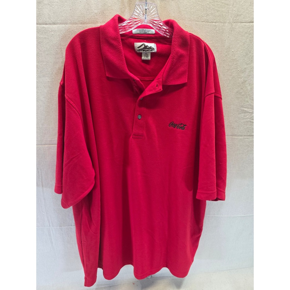 Tri-Mountain Mens 4XL Red Coca-Cola Polo Shirt Moisture Wicking Short Sleeve
